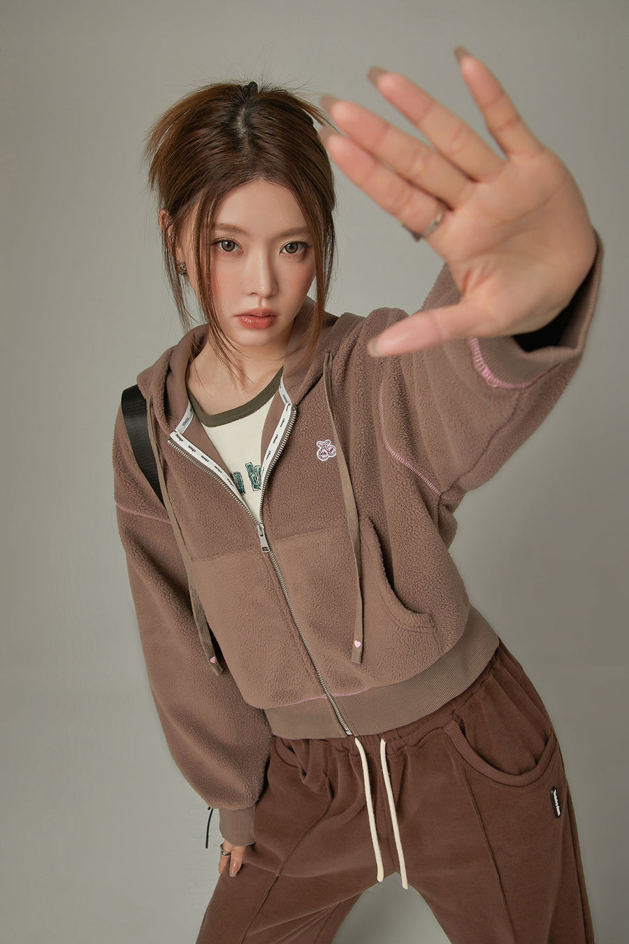 CHUU Fleece Hooded Zip-Up