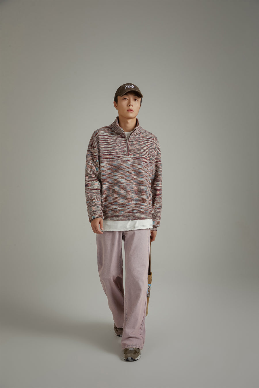 CHUU Half Zip-Up Loose Knit Sweater