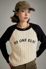 Logo Raglan Color Combination Knit Sweater