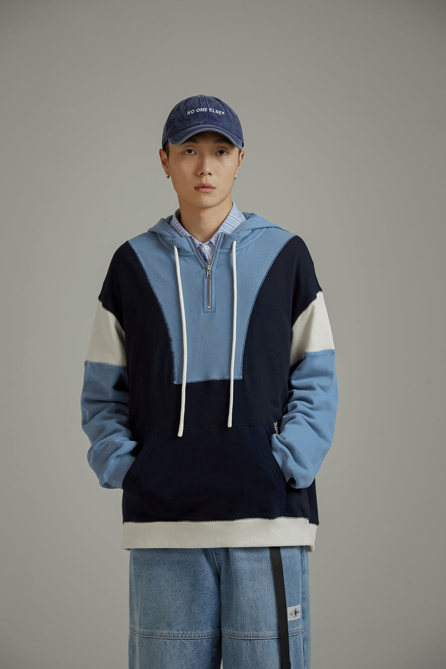 CHUU Half Zip-Up Color Hoodie