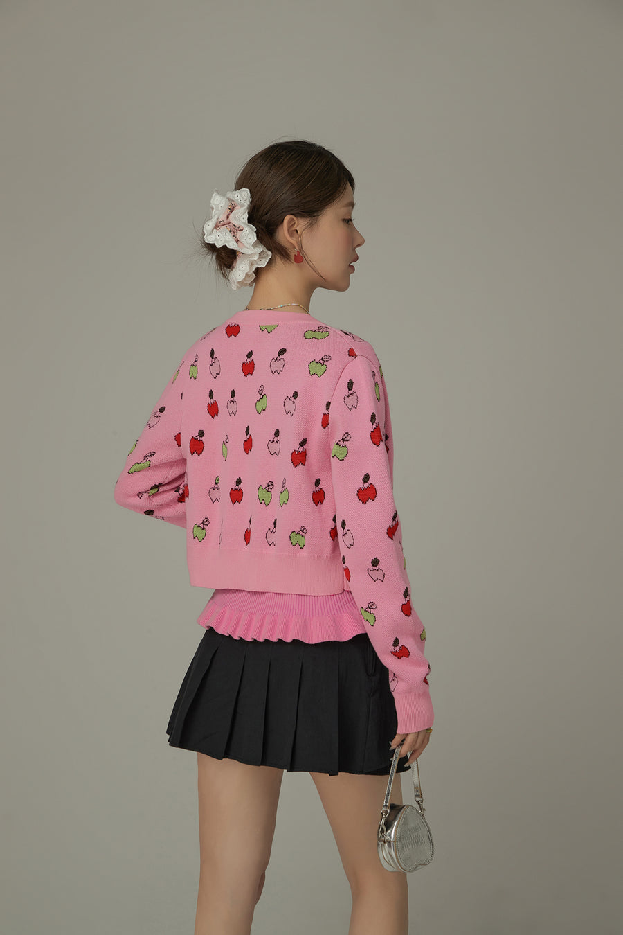 CHUU Cherry Hearts Knit Button Cardigan