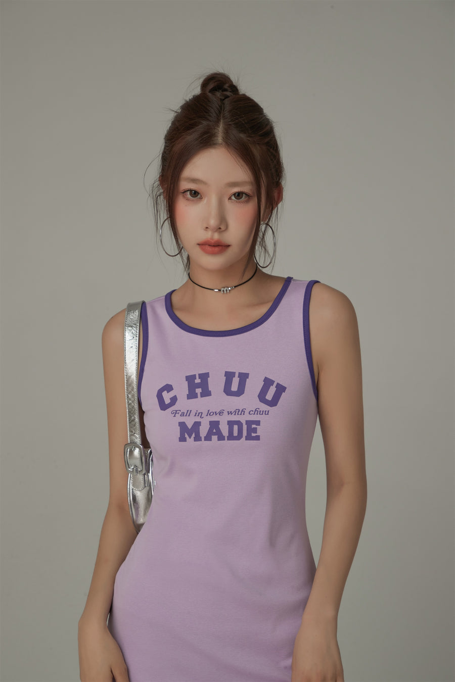 CHUU Fall In Love With Chuu Color Lined Sleeveless Mini T-Shirt Dress