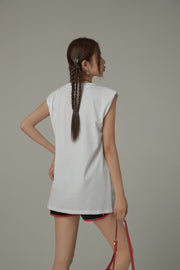 Over The Rainbow Printed Boxy Sleeveless Mid Length T-Shirt