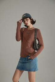 Layered Open Shoulder Simple T-Shirt