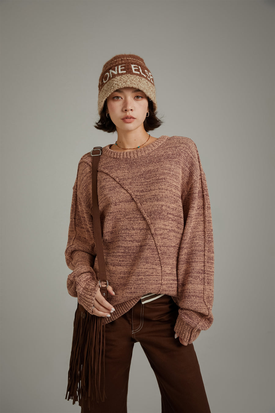 CHUU Diagonal Boxy Knit Sweater