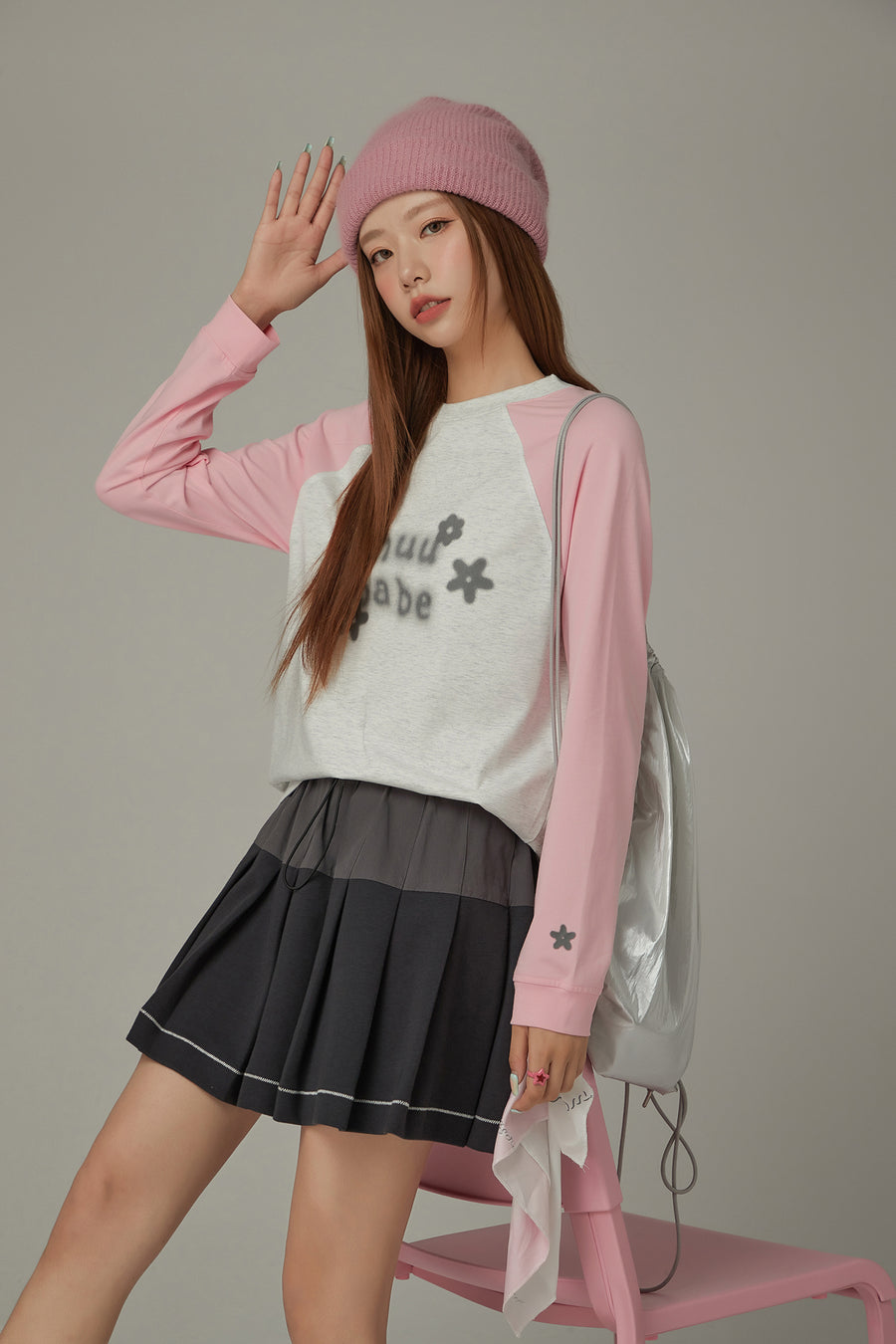 CHUU Logo Flowers Raglan Color T-Shirt