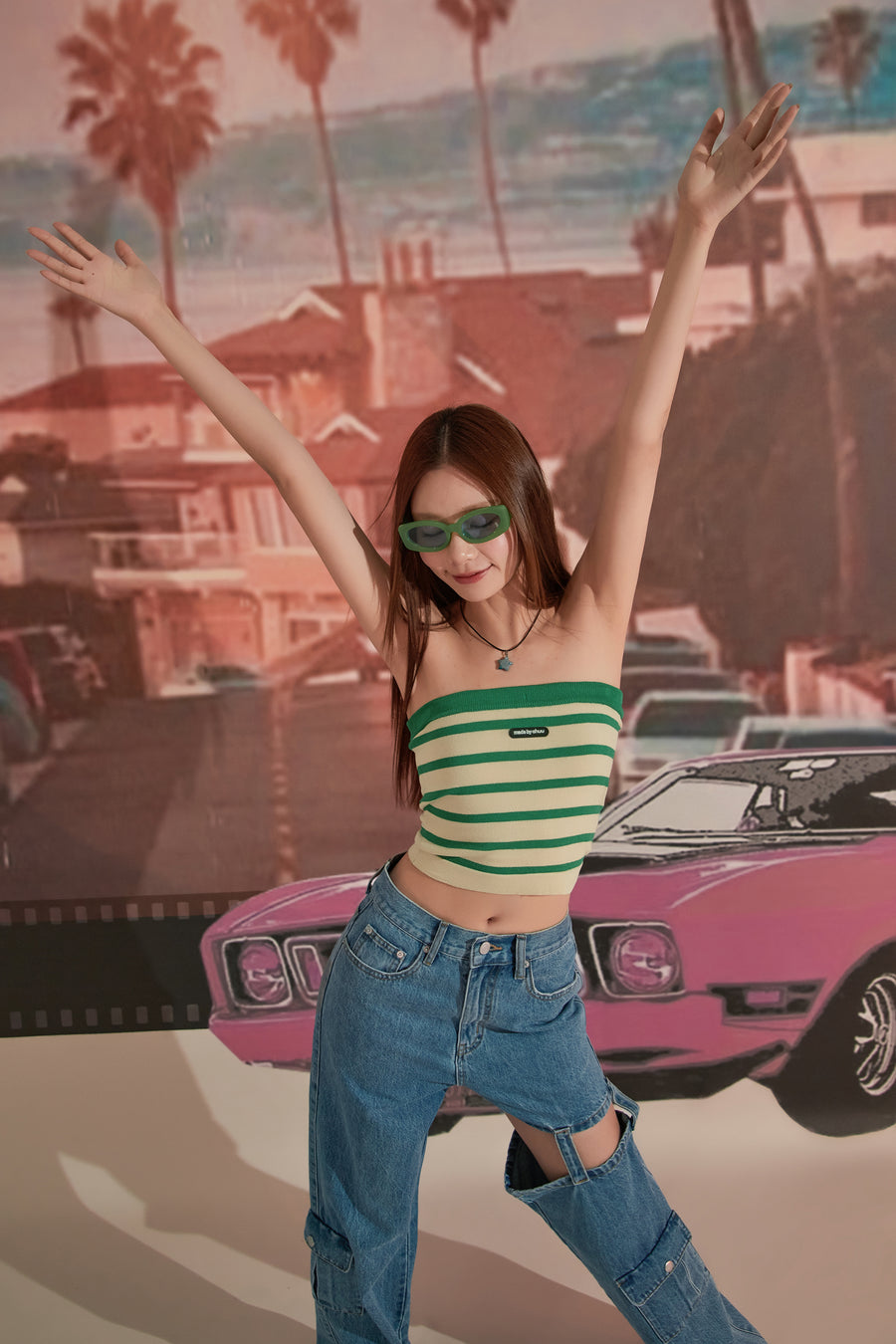 CHUU Striped Tube Crop Top