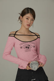 Chest Strings Long Sleeves Top