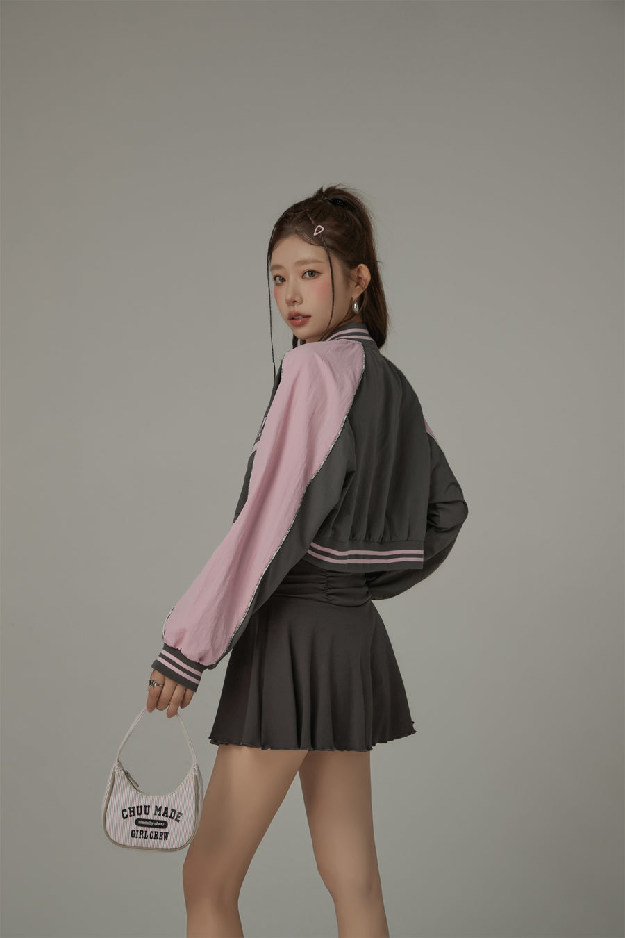 CHUU Logo Colored Zip-Up Varsity Jacket