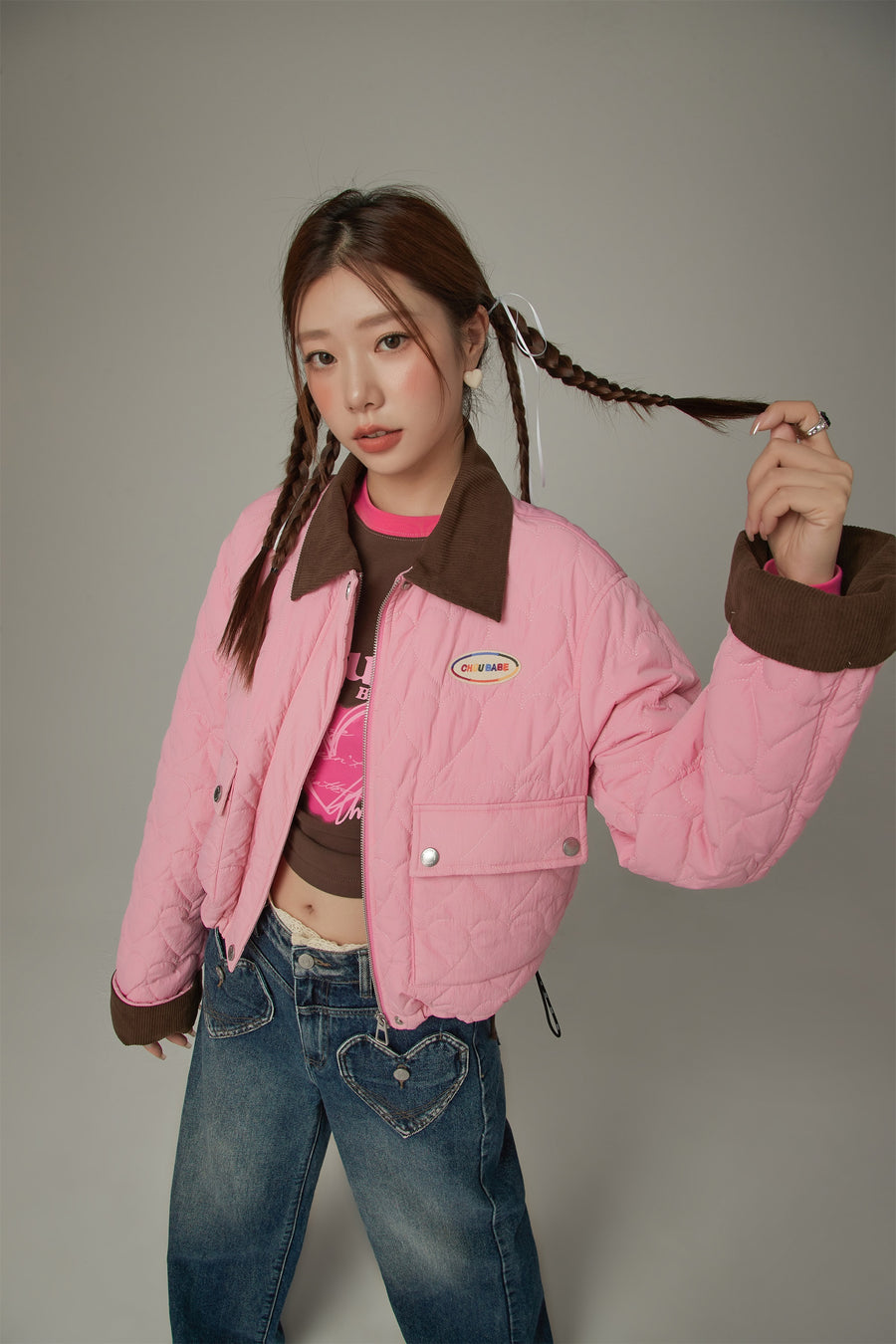 CHUU Color Heart Quilted Jacket