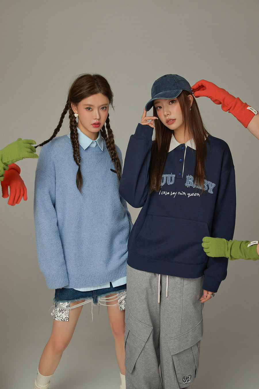 CHUU Polo Neck Boxy Sweatshirt