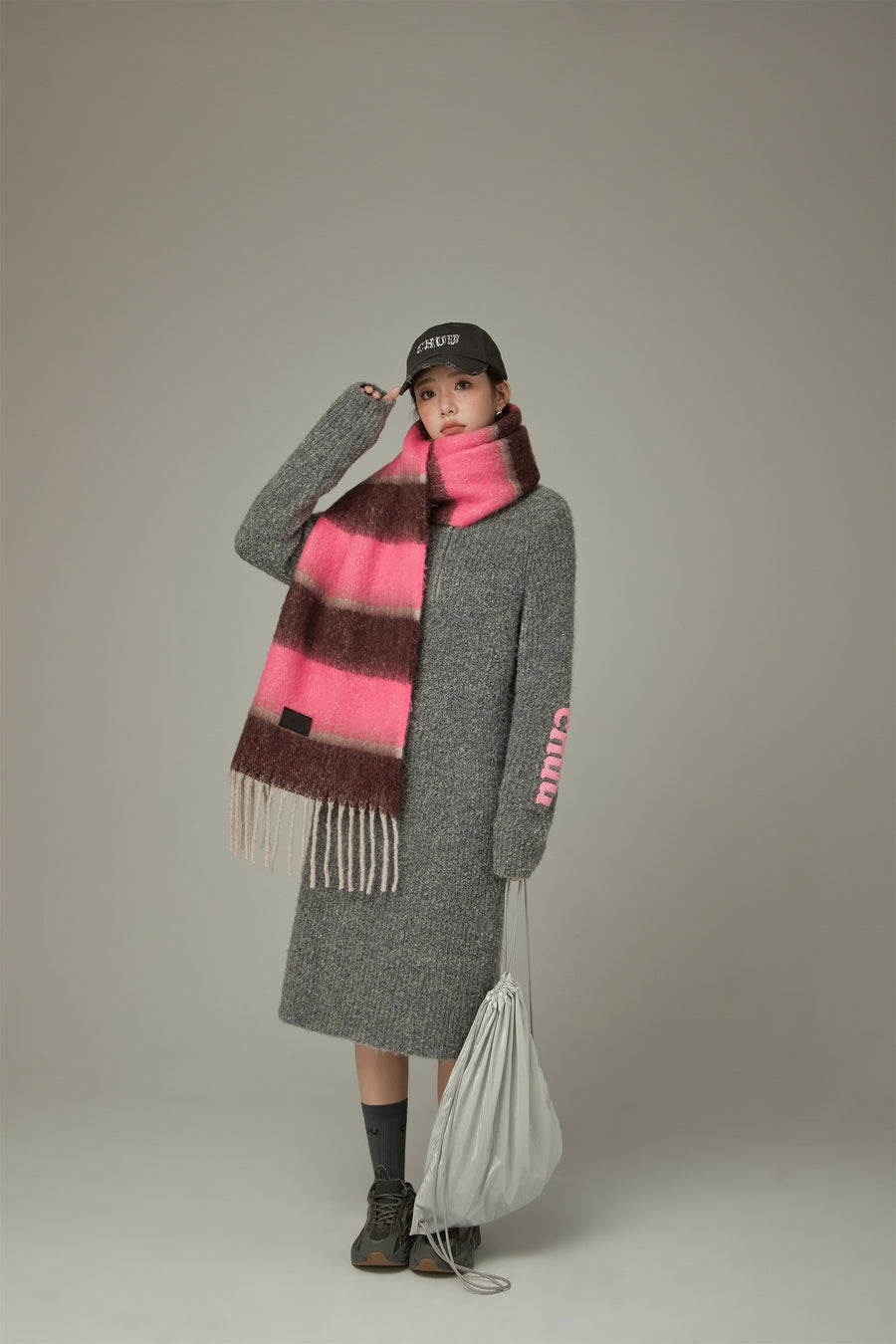 CHUU Striped Fringe Muffler