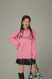 Logo Star Lettering Loose Fit Knit Sweater