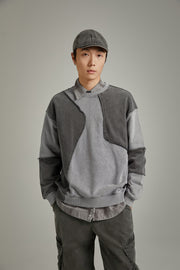 Stitched Patchwork Color Boxy Sweatshirt