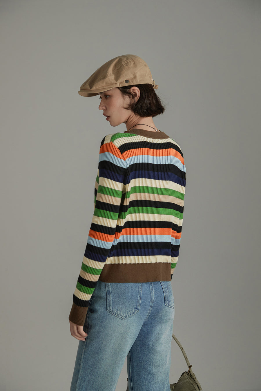 CHUU Striped Knit Cardigan