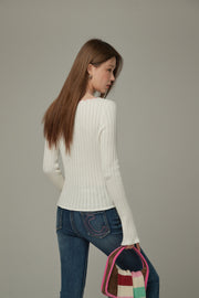 Color Ribbed Knit Top