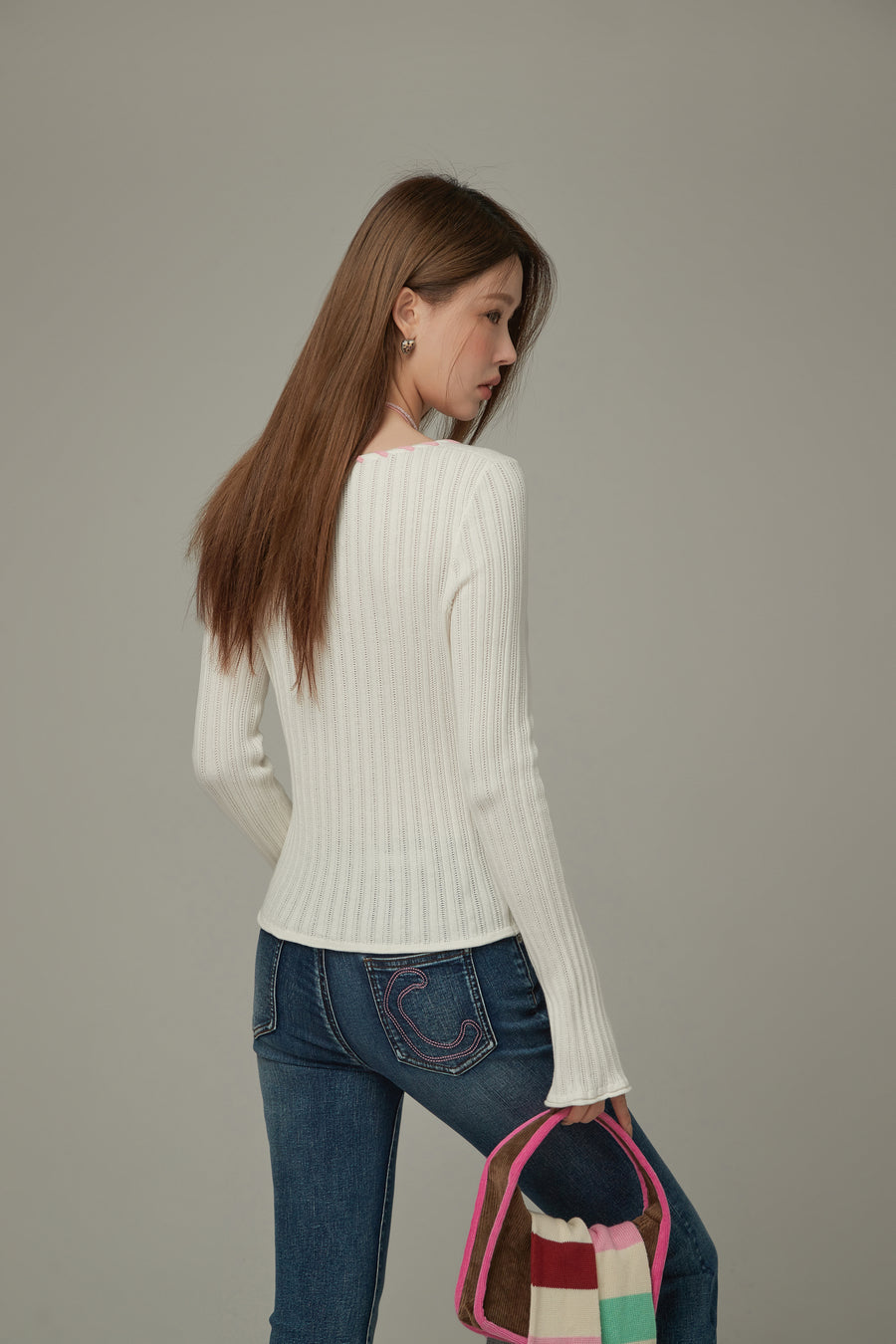 CHUU Color Ribbed Knit Top