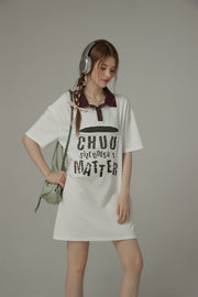 Chuu Size Doesnt Matter Front Cut Out Polo Neck T-Shirt Dress