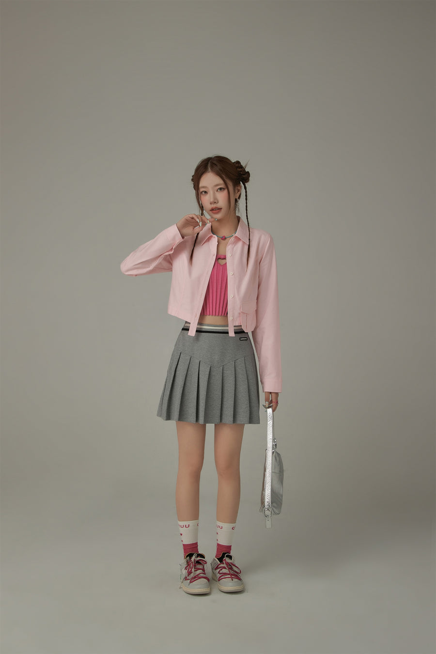 CHUU Point Pocket Semi Cropt Shirt