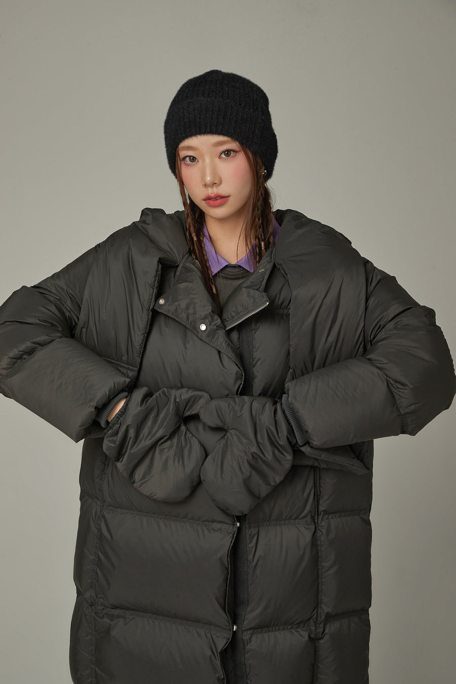 CHUU Hooded Glove Muffler Padded Coat