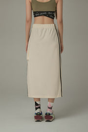 Side Line Pocket Logo Sporty Long Sweat Skirt