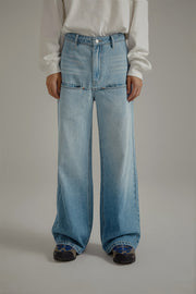 High Waist Loose Wide Leg Washed Wide Jeans