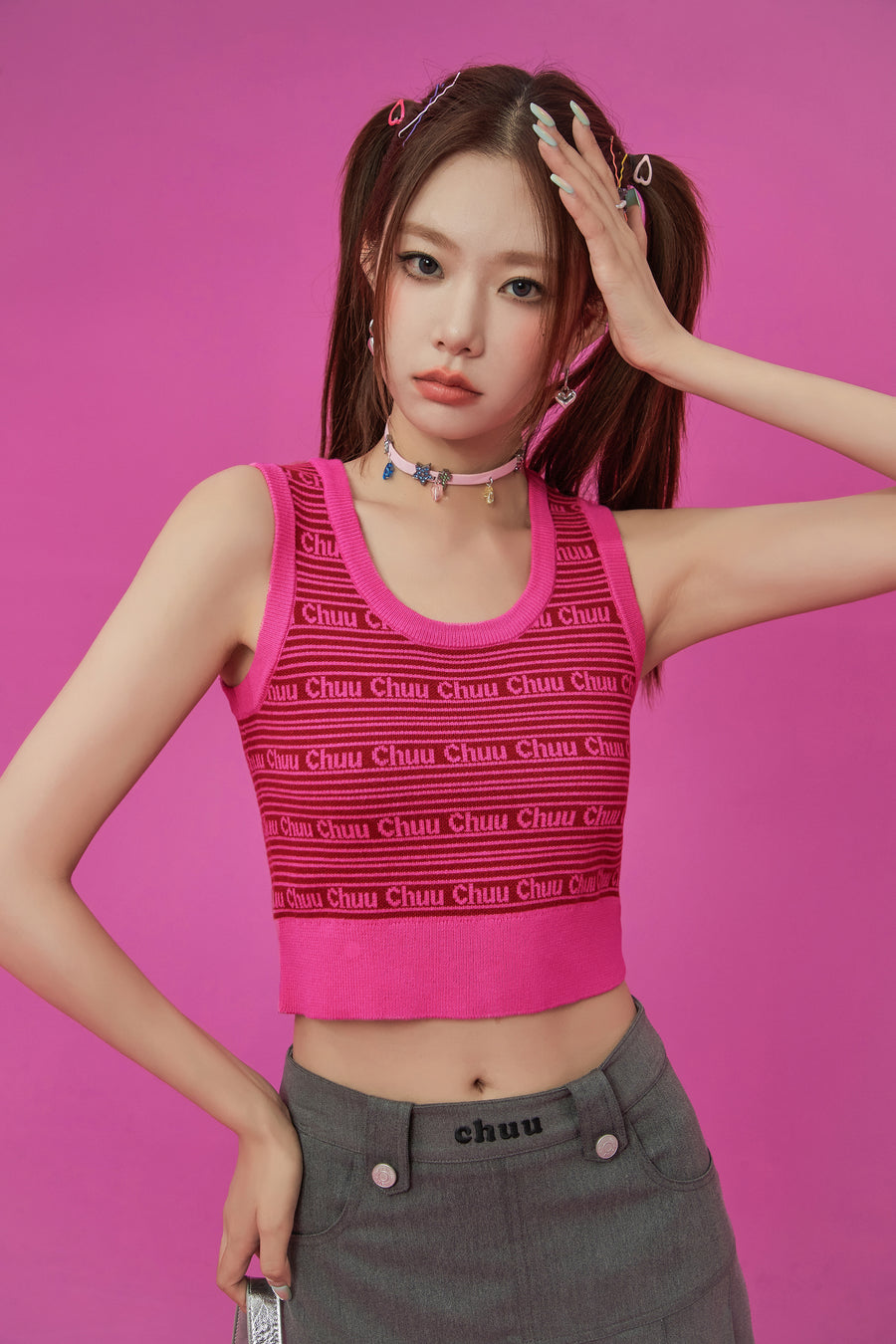 CHUU Logo Lettering Knit Sleeveless Top