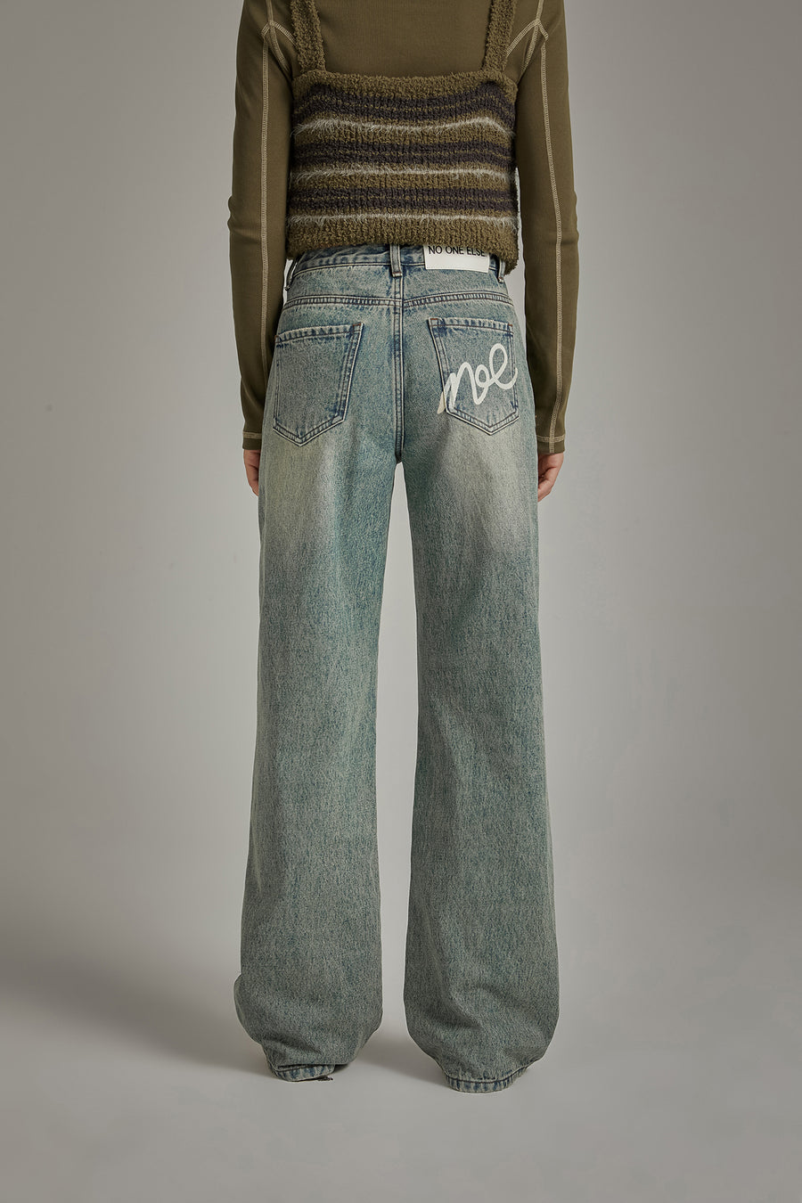 CHUU Basic Washed Wide Denim Jeans