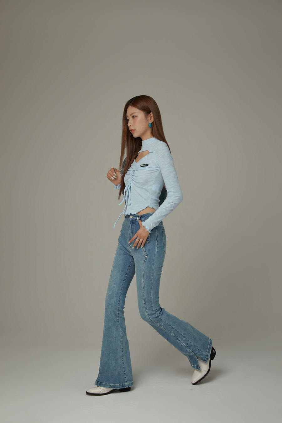 CHUU Slit Bootcut Denim Jeans