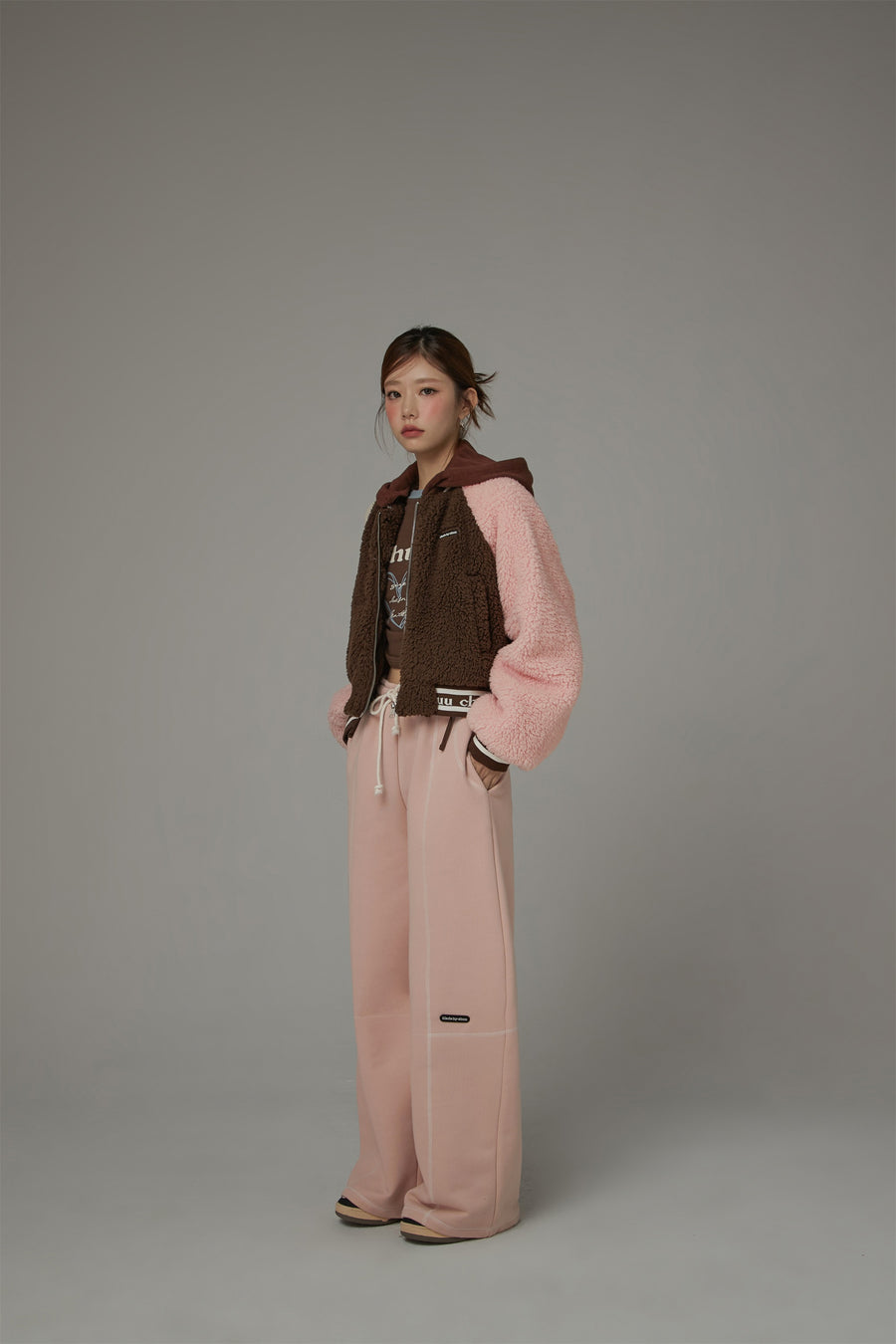 CHUU Raglan Color Combination Fluffy Jacket