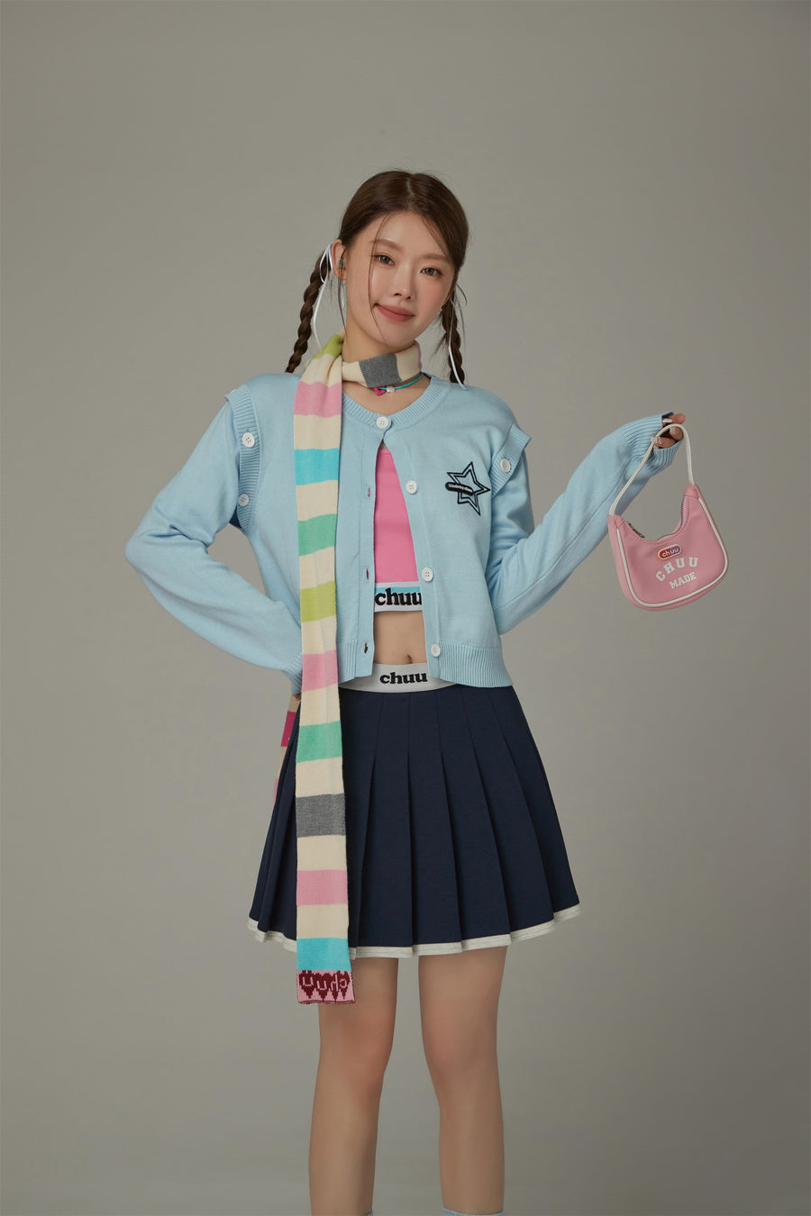 CHUU Two Way Star Button Cardigan