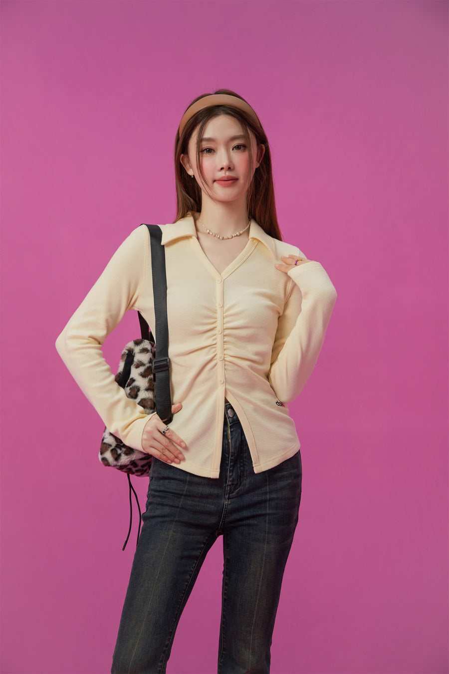 CHUU Simple Shirring Top