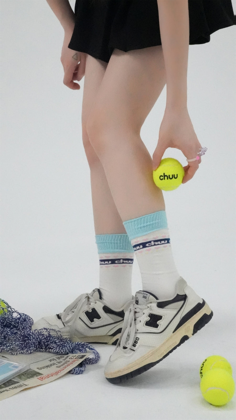 CHUU Cute Hearts Multi Color High Socks