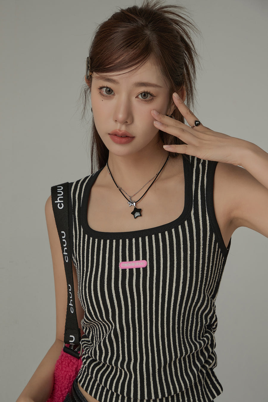 CHUU Square Neck Stripe Top