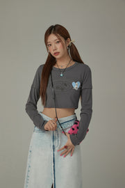 Cherry Bomb Logo Printed Cropped Long Sleeve T-Shirt