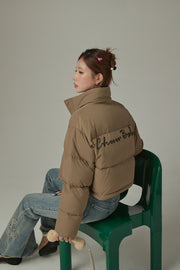 Oversized Logo Embroidery Padded Jacket