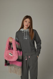 Fuzzy Logo Shoulder Bag