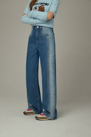 Color Matching Brushed Denim Jeans