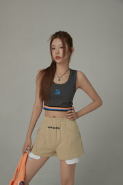 Rainbow Line Banding Open Back Sleeveless Crop Top