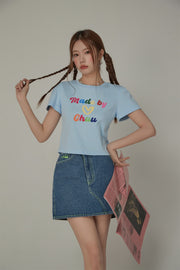 Made By Chuu Colorful Printed Cropped T-Shirt