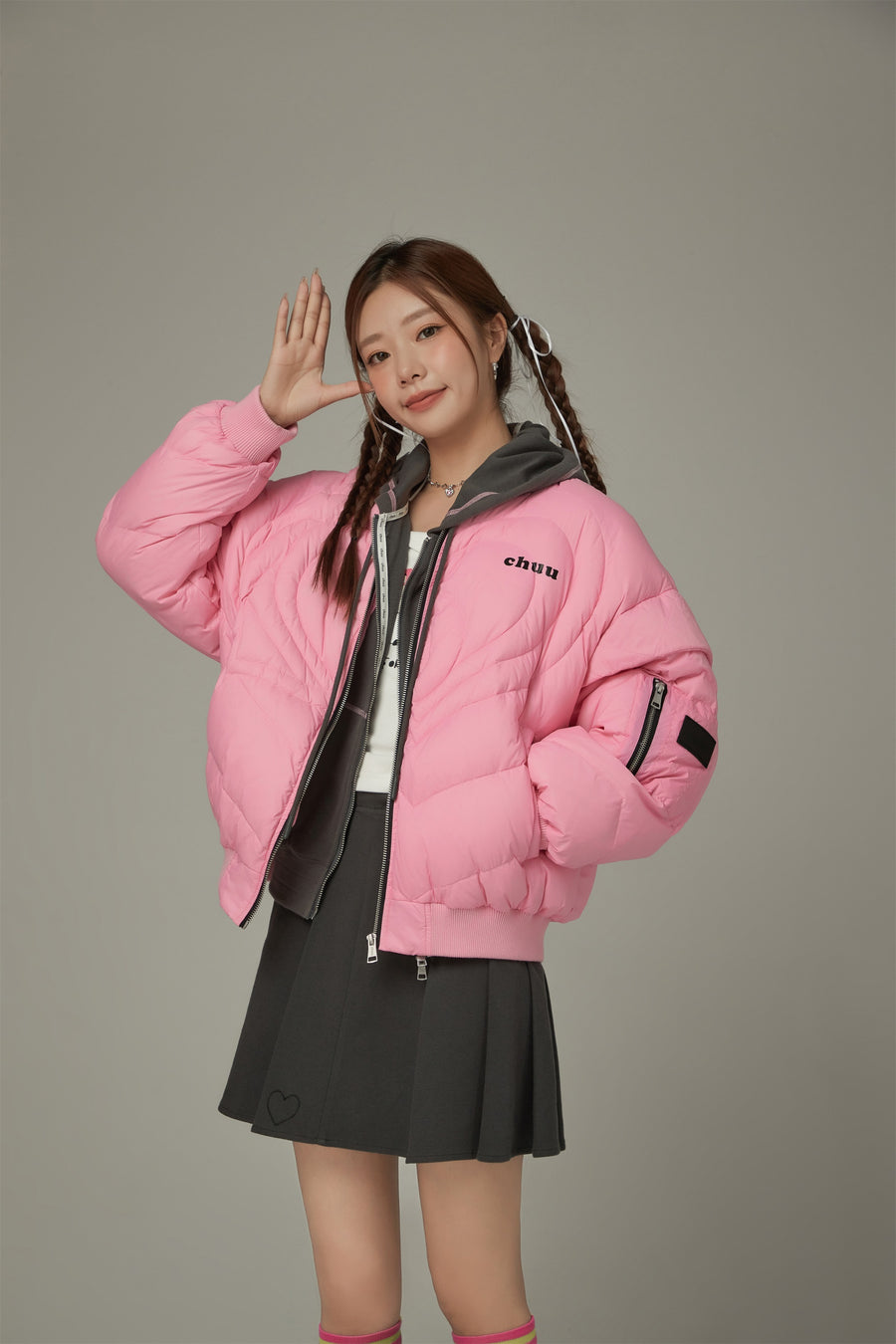 CHUU Heart Quilting Padded Jacket