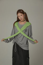 Drawstring Loosefit Long Sleeve T-Shirt