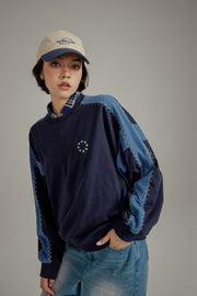 Star Embroidery Color Sweatshirt