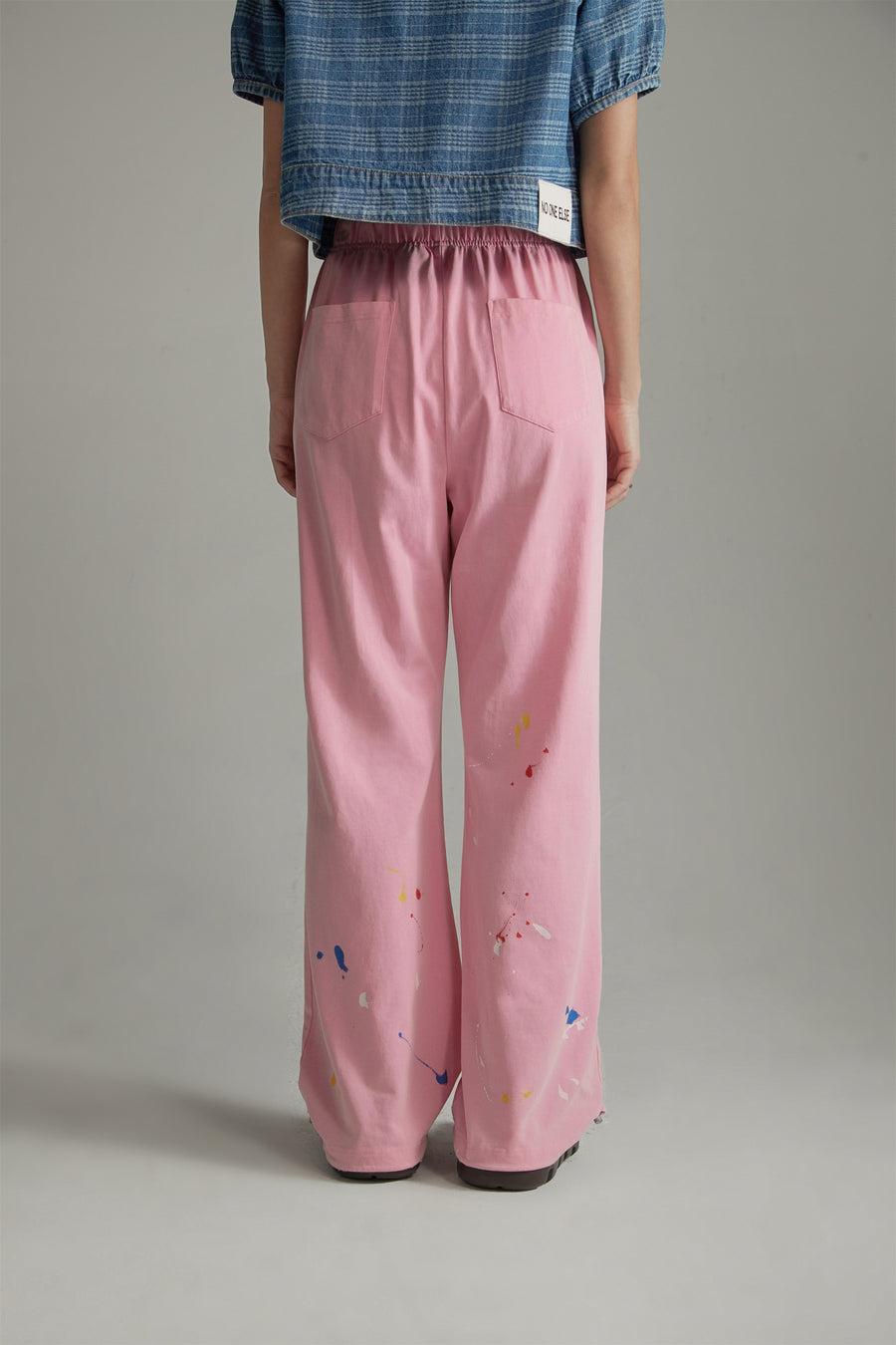 CHUU Street Style Paint Spots Slit String Pants