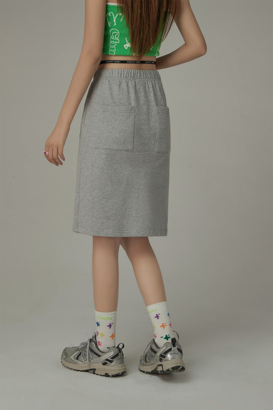 CHUU Side String Casual Slit Skirt