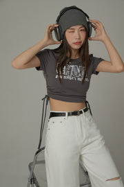 Size Doesnt Matter Side String Cropped T-Shirt