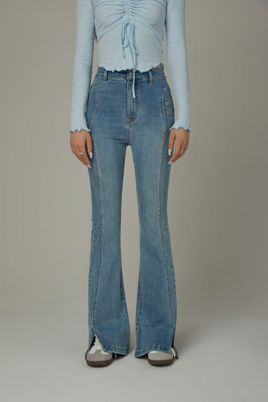 CHUU Slit Bootcut Denim Jeans