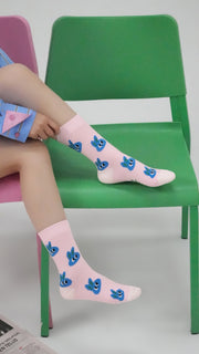 Colored Rabbit Printed High Socks