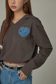 Logo Heart Crop Hoodie