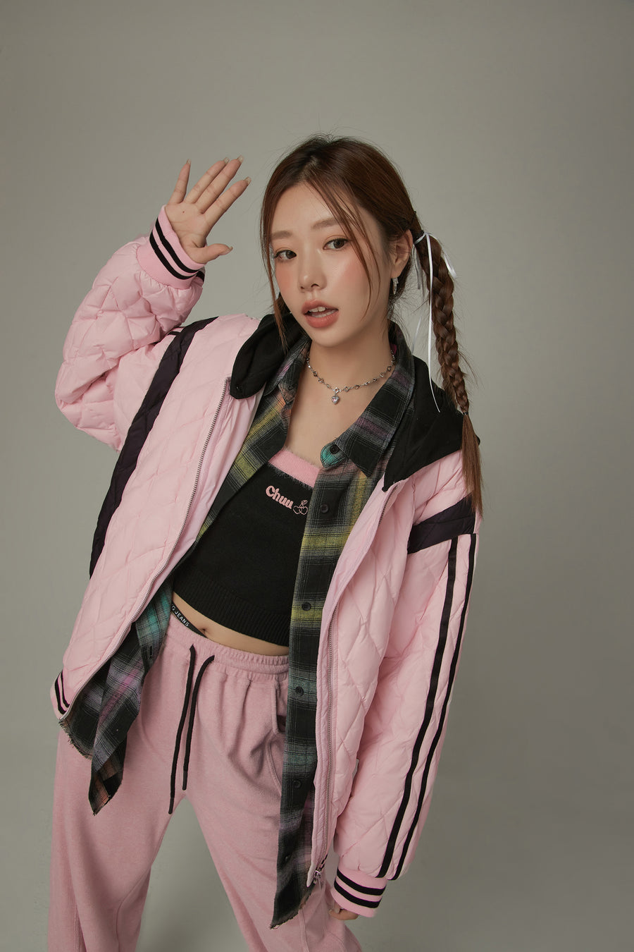 CHUU Line Color Scheme Sleeveless Crop Top